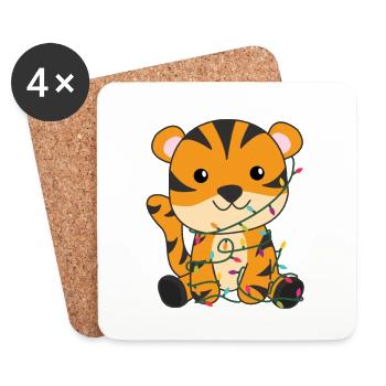 Tiger Christmas Snow Winter Animals Tiger - Coasters (set of 4) - white - Front