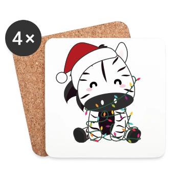 zebra Christmas zebras winter animals - Coasters (set of 4) - white - Front