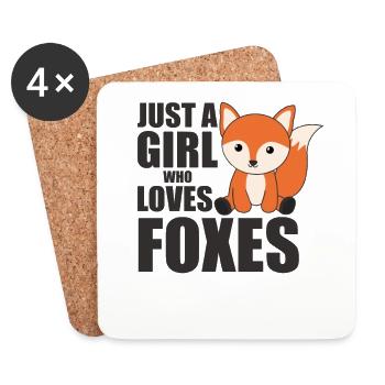 Just A Girl Who Loves Foxes süße Tiere - Untersetzer (4er-Set) - Weiß - Vorne