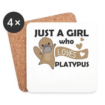 Only a girl who loves platypuses sweet animals - Coasters (set of 4) - white - Front