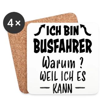 Busfahrer Lustiger Spruch Linienbus Beruf Geschenk - Untersetzer (4er-Set) - Weiß - Vorne