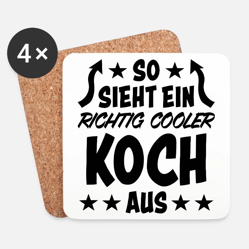 Koch Lustiger Spruch Beruf Gastronomie Geschenk - Untersetzer (4er-Set) - Weiß