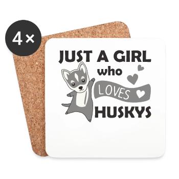 Just A Girl Who Loves Huskies Dog Husky - Coasters (set of 4) - white - Front