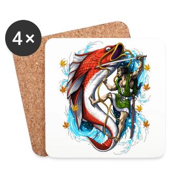 Japanese Samurai Giant Carp - Coasters (set of 4) - white - Front