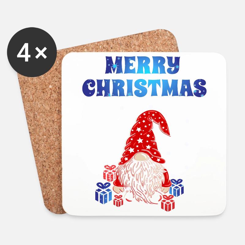 Christmas Gnome - Untersetzer (4er-Set) - Weiß