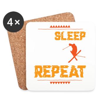 Eat Sleep Ski Repeat - Untersetzer (4er-Set) - Weiß - Vorne
