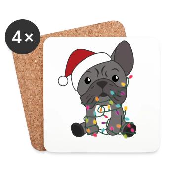 French Bulldog Weihnachten Schnee Winter Tiere - Untersetzer (4er-Set) - Weiß - Vorne