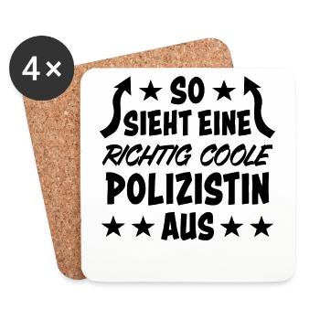 Polizistin Lustige Spruch Polizei Sprüche Geschenk - Untersetzer (4er-Set) - Weiß - Vorne