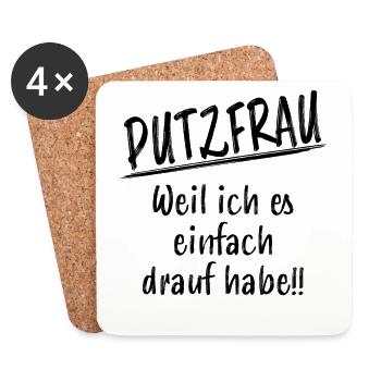 Putzfrau Reinigungskraft Spruch Haushalt Geschenk - Untersetzer (4er-Set) - Weiß - Vorne