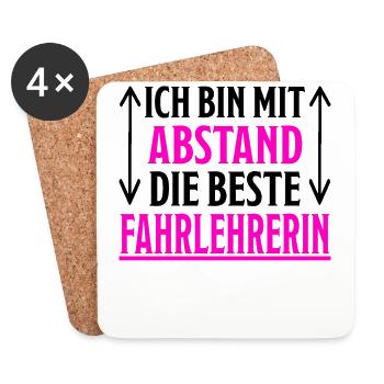 Fahrlehrerin Fahrschullehrerin Fun Spruch Geschenk - Untersetzer (4er-Set) - Weiß - Vorne