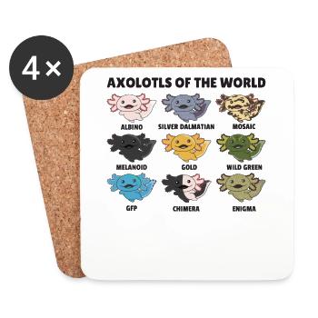 Axolotls aus der Welt süße Tiere Axolotl Arten - Untersetzer (4er-Set) - Weiß - Vorne