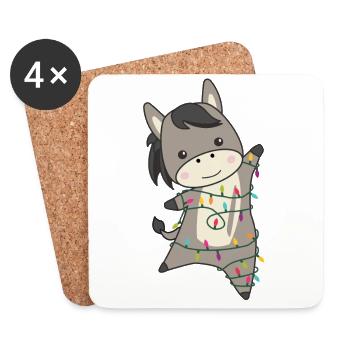 Donkeys Christmas Donkeys Winter Animals - Coasters (set of 4) - white - Front
