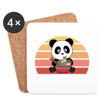 Ramen japanische Nudeln süßer Panda isst Ramen - Untersetzer (4er-Set) - Weiß - Vorne