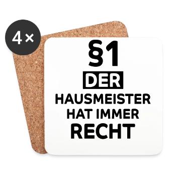 Hausmeister Lustiger Spruch Hausverwalter Geschenk - Untersetzer (4er-Set) - Weiß - Vorne