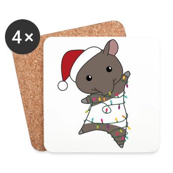 Tapir Weihnachten Tapire Winter Tiere - Untersetzer (4er-Set) - Weiß - Vorne