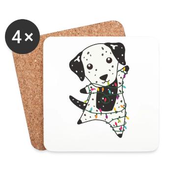 Dalmatian Christmas Dog Winter Animals Dogs - Coasters (set of 4) - white - Front