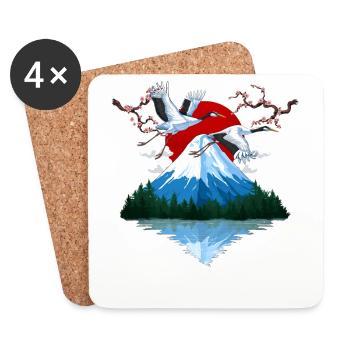 Japanse Mountain Cranes - Coasters (set of 4) - white - Front