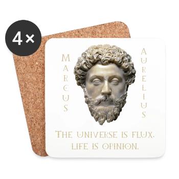 Marcus Aurelius Quote - Universe Is Flux Wisdom - Coasters (set of 4) - white - Front