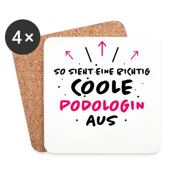 Podologin Lustige Spruch Fuß Nagelstudio Geschenk - Untersetzer (4er-Set) - Weiß - Vorne