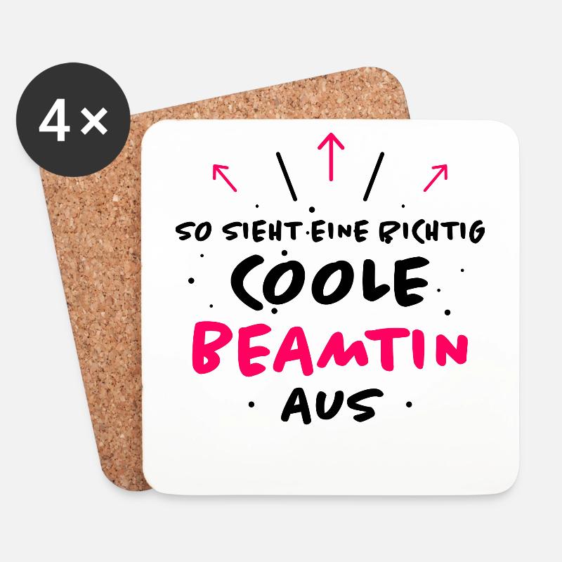 Beamtin Lustiger Spruch Verbeamtung Büro Geschenk - Untersetzer (4er-Set) - Weiß
