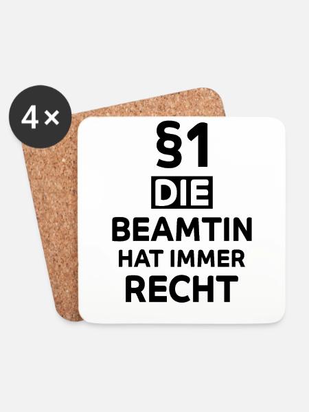 Beamtin Lustiger Spruch Verbeamtung Büro Geschenk - Untersetzer (4er-Set) - Weiß