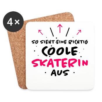 Skaterin Lustiger Spruch Skating Sprüche Geschenk - Untersetzer (4er-Set) - Weiß - Vorne