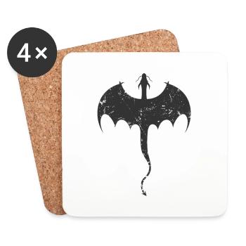 Dragon with long spiny tail Mythical animal - Coasters (set of 4) - white - Front