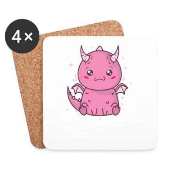 little baby dragon mythical creature fairy tale - Coasters (set of 4) - white - Front
