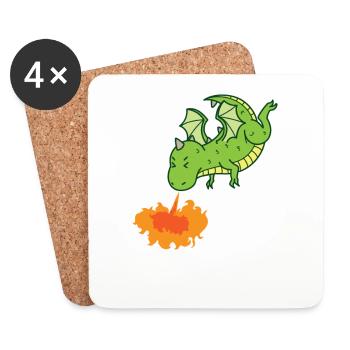 Dragon spits fire Mythical creatures Fairy tale - Coasters (set of 4) - white - Front