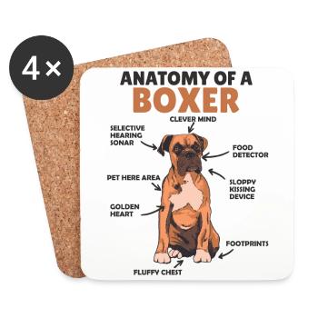 Anatomy of a boxer cute dog puppy - Coasters (set of 4) - white - Front