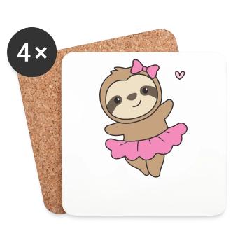 Sloth dances ballet cute sloths dance - Coasters (set of 4) - white - Front