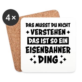 Eisenbahner Spruch Eisenbahn Lokführer Geschenk - Untersetzer (4er-Set) - Weiß - Vorne