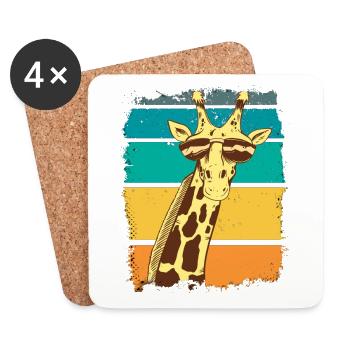 Vintage Giraffe Retro Giraffe Africa Animals Safari - Coasters (set of 4) - white - Front