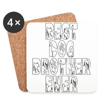 Meilleur frère de chien de tous les temps. Chien d’anniversaire frère - Dessous de verre (lot de 4) - blanc - Devant