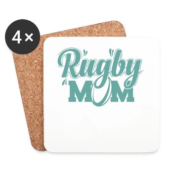 Rugby Mom Football Joueur de sport Fans - Dessous de verre (lot de 4) - blanc - Devant