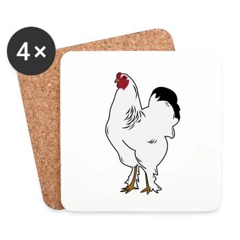 Brahma Rooster Poulet Drôle De Fermier Poulet - Dessous de verre (lot de 4) - blanc - Devant