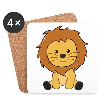 Lion mignon animaux pour les enfants Roi Lion - Dessous de verre (lot de 4) - blanc - Devant
