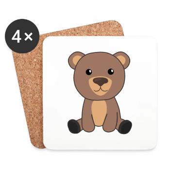 Ours Ours Mignons Animaux Enfants Bébé Ours - Dessous de verre (lot de 4) - blanc - Devant