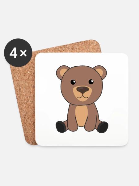 Bär Bärchen süße Tiere Kinder Babybär - Untersetzer (4er-Set) - Weiß