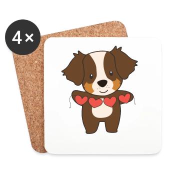Australian Shepherd Hund Herzen Lieblingstier Herz - Untersetzer (4er-Set) - Weiß - Vorne