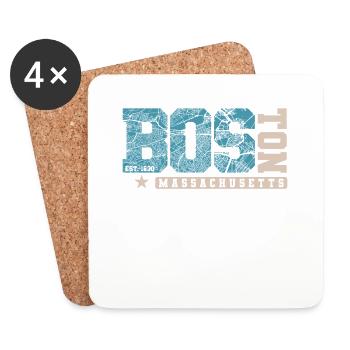 Boston Massachusetts State of America USA - Coasters (set of 4) - white - Front