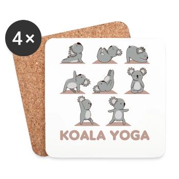 Koala Yoga sweet koalas do sports on yoga mat - Coasters (set of 4) - white - Front