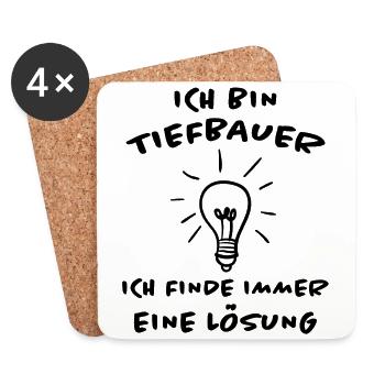 Tiefbauer Beruf Lustiger Spruch Tiefbau Geschenk - Untersetzer (4er-Set) - Weiß - Vorne