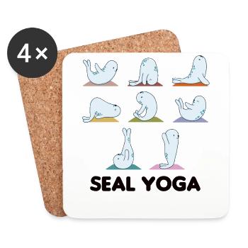 Seals Yoga Sweet Seals Yoga Mat Sport - Coasters (set of 4) - white - Front