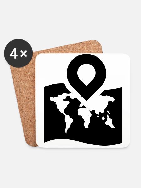 Weltkarte icon symbol - Untersetzer (4er-Set) - Weiß