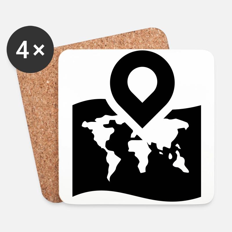 Weltkarte icon symbol - Untersetzer (4er-Set) - Weiß