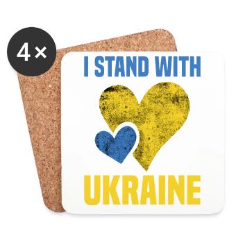 I Stand With Ukraine Herz Krieg Frieden Peace - Untersetzer (4er-Set) - Weiß - Vorne