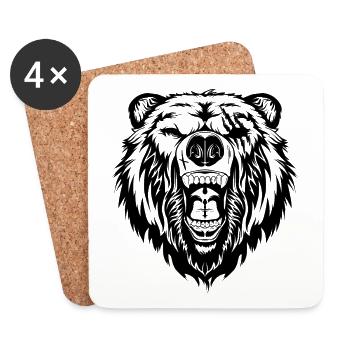 Bear Grizzly Bear Bear Brown Bear Wildlife Wilderness - Coasters (set of 4) - white - Front
