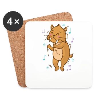 Saber-toothed tiger likes music wildcat predator - Coasters (set of 4) - white - Front