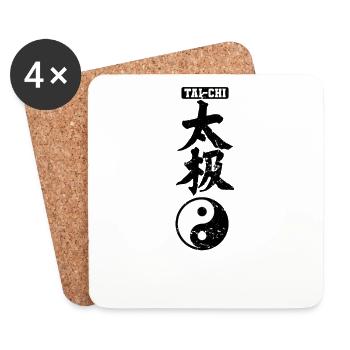 Tai-Chi chinesische Schriftzeichen Yin Yang - Untersetzer (4er-Set) - Weiß - Vorne
